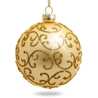 SIKORA Highlights 4er Set ausgefallene Christbaumkugeln aus Glas Gold Weihnachtskugel Christbaumschmuck, Farbe | Modell:Modell Florenz Gold, Höhe in cm:8 cm