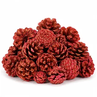 COM-FOUR® 18-teiliges Weihnachtsdekoration Zapfen Set - mit Rot Glitzer zum Dekorieren - Pinienzapfen - Kiefernzapfen Natur - Weihnachtsdeko Wald für Adventskranz (018-teilig - rot)