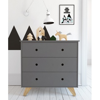 Schubkastenkommode LÜTTENHÜTT "Dolidoo" Sideboards Gr. B/H/T: 95 cm x 90 cm x 50 cm, 3, grau (grau, natur) Schubladenkommoden im modernen Scandi Design
