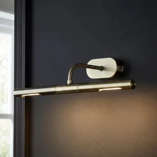 Licht-Erlebnisse Bilderleuchte verstellbar in Messing Antik 29,5 cm lang 2-flammig G9 Metall Jugendstil Bilderlampe Wohnzimmer Spiegelleuchte Bad