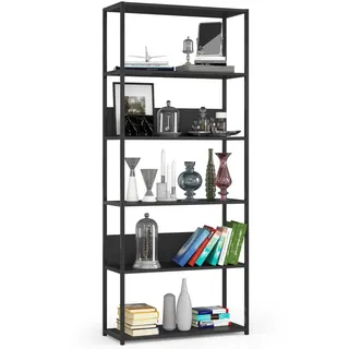 Akord Bücherregal 80 x 32 x 192 cm Schwarz