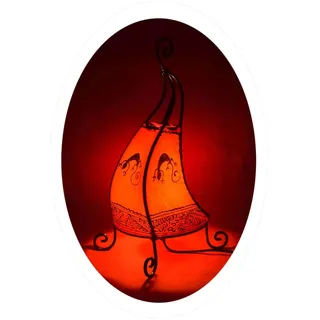 Simandra Orientalische Lampe Stehlampe marokkanische Hennalampe Lederlampe Tischleuchte Stehleuchte Orient Coq Gecko 40 cm Color Rot