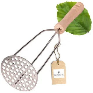 HOFMEISTER® Kartoffelstampfer, 31 cm, für Kartoffeln, Gemüse, Kartoffelklöße & Kartoffelpüree, mit Lochplatte aus Metall, robuster Kartoffelquetscher aus Europa, Griff aus EU Buchenholz