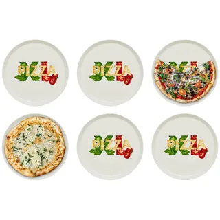 KHG 6er-Set Pizzateller, extra groß mit 33 cm Durchmesser in XL1 Print