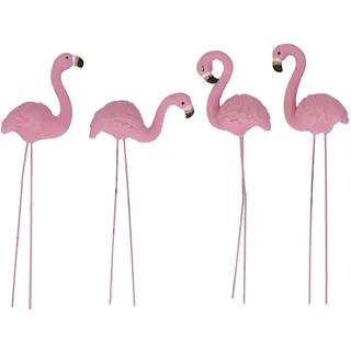 Flamingo Figur 4er Set, Flamingo-Gartenstatuen und Skulpturen, niedliche Gartendeko, Landschaft, Tier, Vogel, Rasen, Figur, Dekoration, Handwerk,