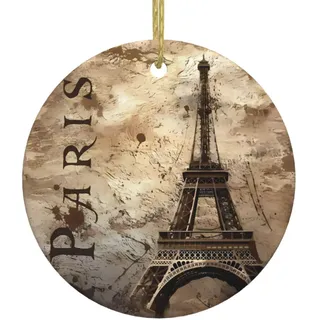 Paris Eiffelturm Druck Personalisierte Weihnachtskugel, Keramik Runde Weihnachten Hängende Ornament, Weihnachtsbaumschmuck Für Freund Freundin Frau Xmas Geschenke