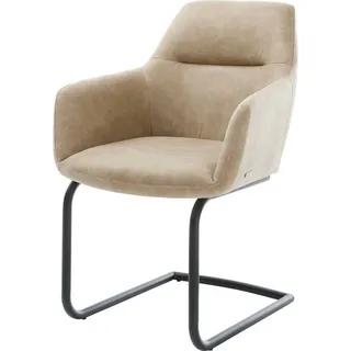 DeLife Schwingstuhl Pejo-Flex Freischwinger rund Schwarz Beige Vintage