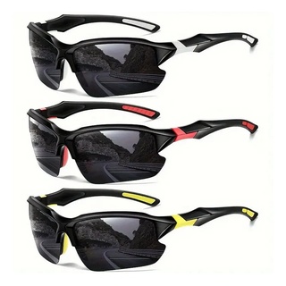 Zaxhilarious Sonnenbrille 3 Stück stilvolle, polarisierte, winddichte Sportsonnenbrillen gelb|rot|schwarz|weiß