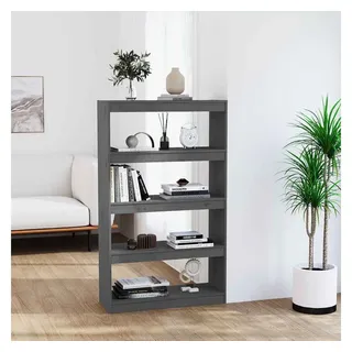 furnicato Bücherregal Grau 80 x 30 x 135,5 cm aus massivem Kiefernholz, 1-tlg., Regalwand mit viel Stauraum für Medien und als Raumteiler im Flur grau 80 cm x 135.5 cm x 30 cm