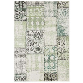 Teppich In- & Outdoor Teppich Symi Grün Creme Schwarz, NORTHRUGS, rechteckig, Höhe: 8 mm grün|schwarz 80 cm x 200 cm x 8 mm
