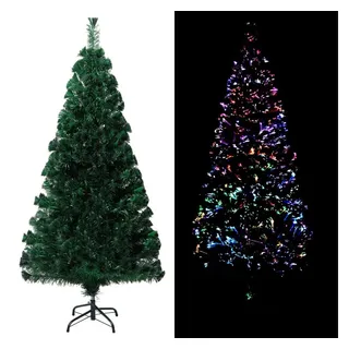 furnicato Künstlicher Weihnachtsbaum Grün 120 cm mit bunter Beleuchtung, Stabile Tanne mit 135 Zweigen und 5-farbiger LED-Beleuchtung grün 120 cm
