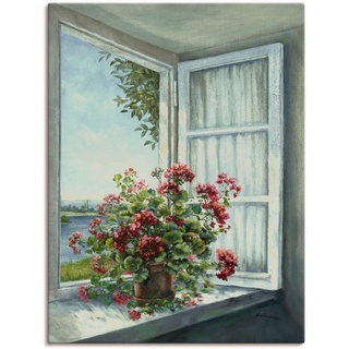 Artland Wandbild Geranien am Fenster, Blumen (1 St), als Alubild, Outdoorbild, Leinwandbild, Poster, Wandaufkleber weiß 30 cm x 40 cm