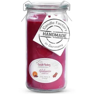Landshop24 Duftkerze Candle-Factory Duftkerze aus Stearin im Weckglas Mini Jumbo (Duft: Glühwein), brennt bis zu 70h