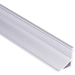 LED Eckprofil 2m C12 Aluminium Silber für LED Streifen inkl. Abdeckung milchig, für LED Bänder bis max. 12mm (2m Silber, Abdeckung milchig)