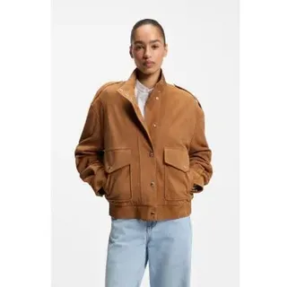 BOSS für Damen. 50562753 Braune Sabea Lederjacke (36), Lässig, Wildleder