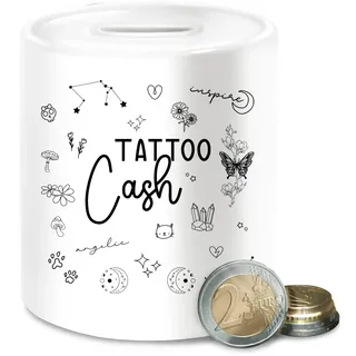 Spardose - Spardosen - Tattoo Cash - Geld fürs Tattoo Geschenk - Unisize - Weiß - für Dein Kasse Money Studio Geschenkideen gutscheine geldgeschenk Dich