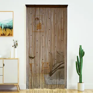 YaoYue Perlenvorhang, Tür-Fadenvorhänge für Tür, Quasten, Perlen, hängende Fransen, Hippie-Raumteiler, Fenster, Flur, Eingang, Wandschrank, Schlafzimmer, Sichtschutz-Dekor (100 x 200 cm, Kaffeebraun)