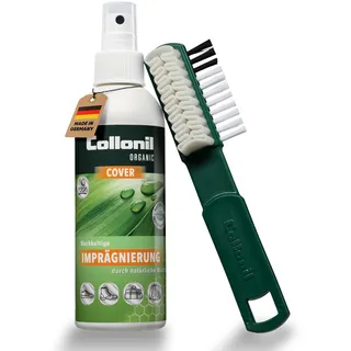 Collonil Wildleder Imprägnier Set mit Bürste für Nubuk, Velour, Rauleder | Organic Imprägnierung mit Sonnenblumenwachs – schützt Wildleder, Nubuk, Schuhe, Sneaker, Boots, Stiefel vor Schmutz und Nässe - 200 ml