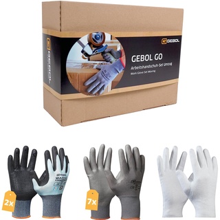 Gebol GO Arbeitshandschuh-Set Umzug | Größe XL (Gr. 10) | Handschuh-Mix für Helfer, mit Touch-Funktion oder um Fingerabdrücke zu vermeiden | Für Herren | 10 Paar