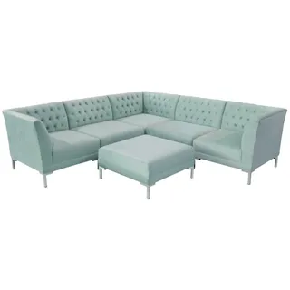 Turkis Blaue Eckcouch wohnzimmer Stil Möbel Chesterfield Landhaus Garnitur 2tlg.