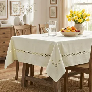 Artoid Mode Beige Landhausstil Bauernhaus Geometrisch Tischdecke 140x220 cm, Saisonnal Fleckschutz Tischwäsche Küche Dekoration Party Dekor
