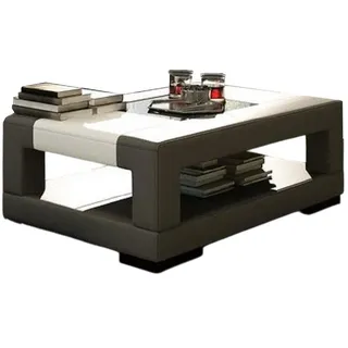 JVmoebel Couchtisch Ledertische Couchtische Tische Designer Glastisch Couchtisch Tisch, Made in Europa schwarz|weiß
