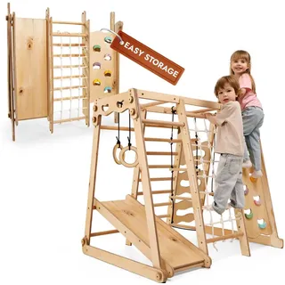 goodevas Kletterdreieck 9-in-1 Klettergerüst Natur
