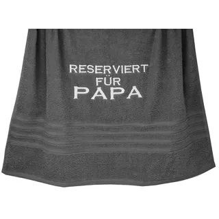 Lashuma London Duschtuch 70x140, Badetuch Grau - Anthrazit Bestickt mit Reserviert für Papa