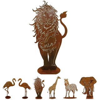 Gartenfigur Rost auf festem Stand – Hochwertig & Wetterfest - Metall Tierfigur - Edelrost Dekofigur/Tier Figur – Gartendeko/Dekoration (Löwe - Höhe 130cm)