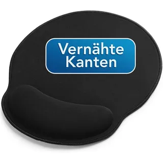 MAXLVL Mauspad mit Gelkissen - 26x23cm (Ergonomisches Mauspad mit Vernähte Kanten, 1-St., schwarz), Mousepad mit Handauflage für schonende Handgelenk Haltung schwarz