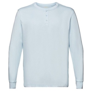 Esprit Langarmshirt Jersey-Top im Henley-Stil (1-tlg) blau