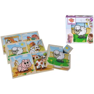 Eichhorn Puzzle 9 Teile Kinder Würfel Puzzle Holz Bauernhof 100005203, 9 Puzzleteile