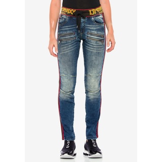 Slim-fit-Jeans CIPO & BAXX Gr. 31, Länge 34, blau Damen Jeans Röhrenjeans mit trendigen Seitenstreifen