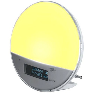 Miraval Lichtwecker DAB+ FM Radiowecker Sonnenaufgangssimulation 20 Stufen USB Port 7 Farben Sleeptimer Leuchtwecker Tageslichtwecker Kinderwecker