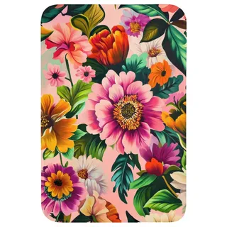 OnlyWow Badematte Blumen - Bunt - Rosa, Höhe 10 mm, Polyester, Rechteckig, Badezimmerteppich, Badteppich, Rutschfest, Duschvorleger, Duschmatte bunt Rechteckig | 60 cm x 90 cm x 10 mm