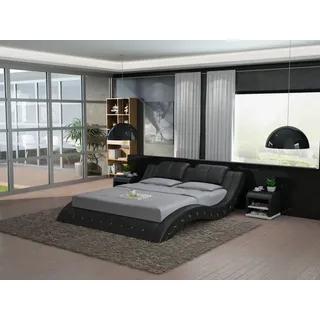 JVmoebel, Wasserbett Elegantes Lederbett mit stabilem Holzgestell und Kunstlederdetails, Made in Europa schwarz