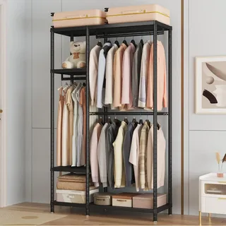 Enjinkail Doppelter Kleiderständer 114 × 40 × 195 cm, Metall Kleiderstange