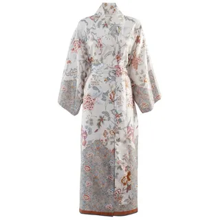 Bassetti Kimono VICENZA, midi, Baumwolle, Gürtel, aus satinierter Baumwolle beige|blau L-XL