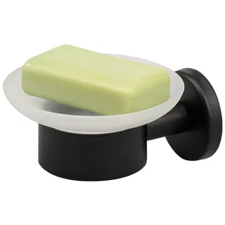 bremermann Seifenschale Bad-Serie PIAZZA BLACK - aus Glas und Edelstahl, schwarz, Breite: 11 cm, 1-St. schwarz