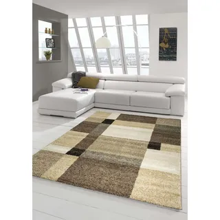 Designer Teppich Moderner Wohnzimmer Kurzflor Barock Design Meliert Braun Beige Mocca Größe 80x150 cm