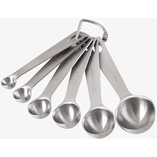 Messlöffel, Edelstahl, Metall, Küchenmesswerkzeug-Set für trockene und flüssige Zutaten: 1/8 Teelöffel, 1/4 Teelöffel, 1/2 Teelöffel, 1 Teelöffel, 1/2 Esslöffel und 1 Esslöffel.