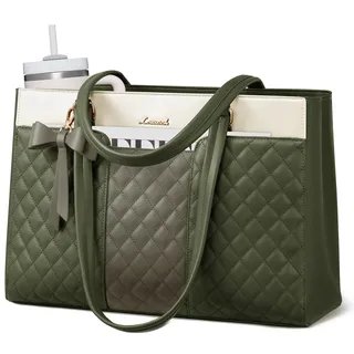 LOVEVOOK Handtasche Damen Groß, 15,6 Zoll Laptoptasche Arbeitstasche Elegant Shopper Tasche, PU Leder Lehrertasche Aktentasche, Laptop Taschen Tote Bag Women für Arbeit Business Büro Uni Schule - 15,6 zoll