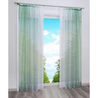 BAILEY JO 2er-Pack Gardinen mit Verlauf-Farben Muster Vorhang Transparent Voile Vorhänge mit Kräuselband (BxH 140x175cm, Grün)