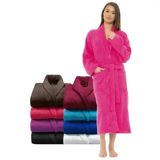 DOZIV Bademantel – Frottee-Bademantel & Bademantel aus ägyptischem Frottee – 100% Baumwolle Spa Dusche Robe Damen Herren UK, fuchsia, Small/Medium - S-M