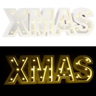 Lunartec LED-Schriftzug Xmas Holz silber