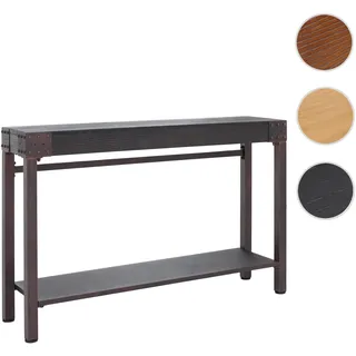 Konsolentisch HWC-Q68, Telefontisch Beistelltisch Tisch, Industrial Retro Holz 82x120x31cm ~ schwarz Metall kupferfarben
