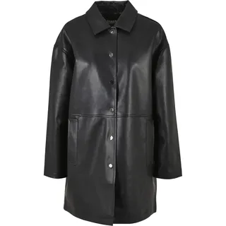 URBAN CLASSICS Ladies Faux Leather Coat - schwarz,