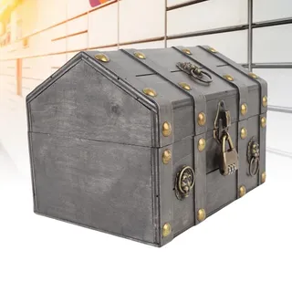 Antike Schmuckaufbewahrungsbox Aus Holz Mit Scharnier Und Schloss 6300j-03gk10 Dekorative Vintage-schmuckbox Aus Holz In Gealtertem Grau – Sicherheit Und Eleganz