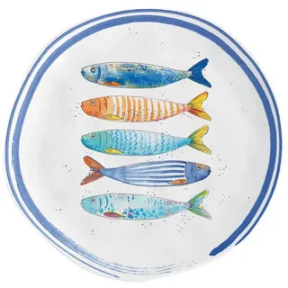 EasyLife Frühstücksteller Bord de Mer, Spülmaschinengeeignet, Weiß, Fische, H: 2cm weiß