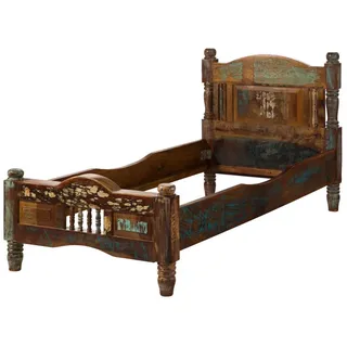 Massivmoebel24 Bett Altholz 90x200x100 Mehrfarbig lackiert Fable #18